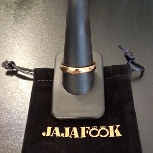 Jajafook Unisex 4mm Stainless Steel Gold‎ Tone Ring Size 11